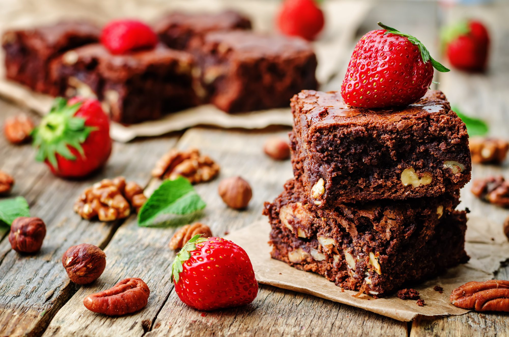 A mouthwatering dessert of stacked brownies